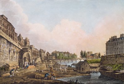 Veduta della Senna da sotto un arco del Pont Notre-Dame, 1805 da John Claude Nattes